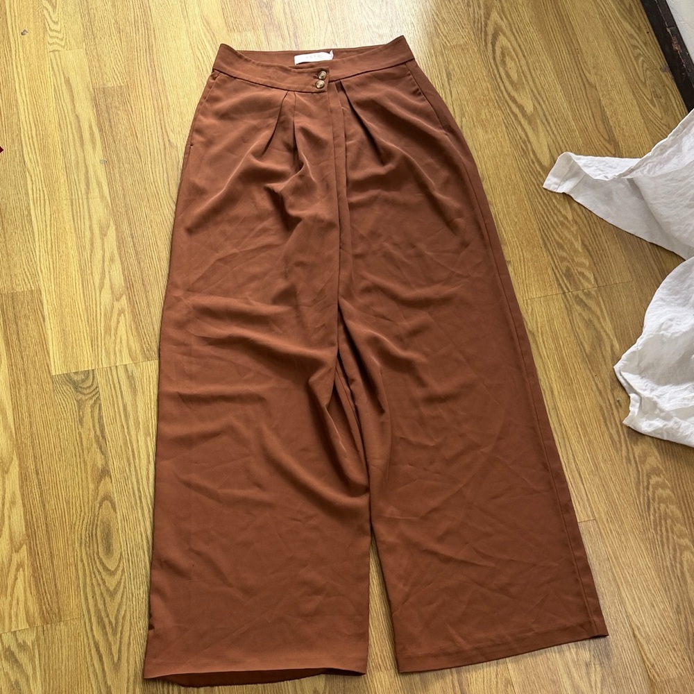 Astr the label boyfriend Wide-Leg Brown Pants